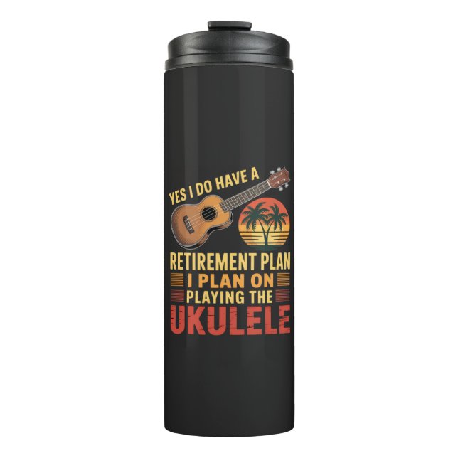 Termo Plan de jubilación de ukulele divertido (Anverso)