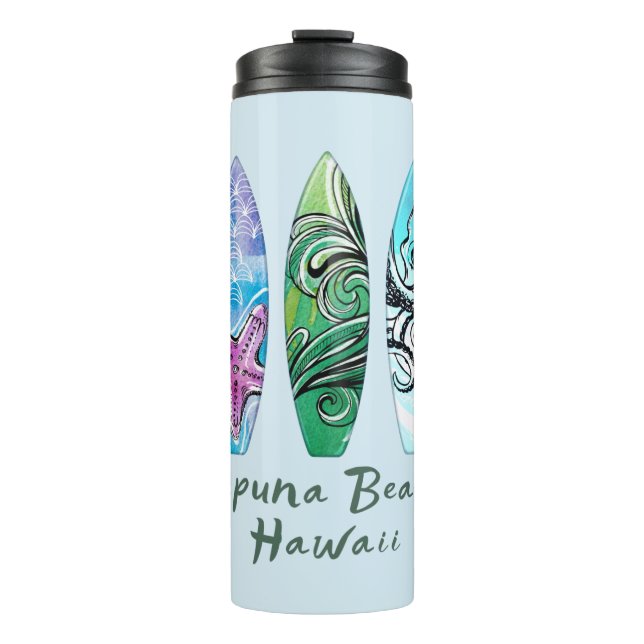 Termo Planchas de surf de la playa Hapuna Hawaii  (Anverso)