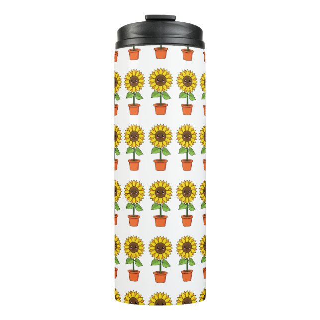 Termo Planta de girasol de Kawaii en una olla (Anverso)