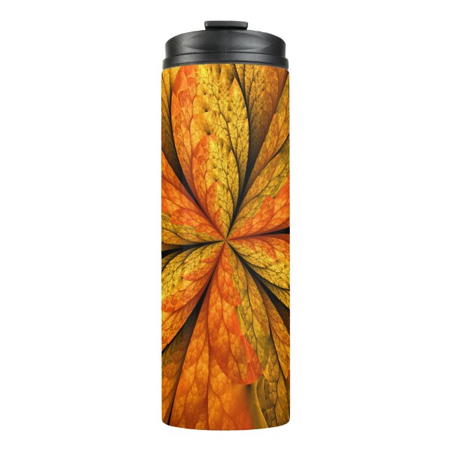 Termo Planta de otoño, hoja de arte fractal abstracta mo (Anverso)