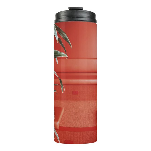 Termo Planta verde sobre sofá rojo (Anverso)