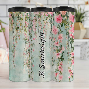 Termo Plantas colgantes de acuarela con Rosas
