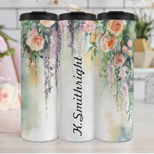 Termo Plantas colgantes de acuarela con Rosas