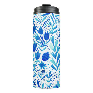 Termo Plantas de acuarela floral de textura sin foco
