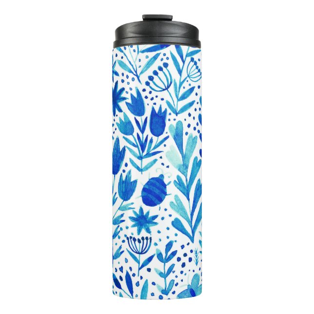 Termo Plantas de acuarela floral de textura sin foco (Anverso)