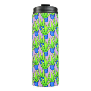 Termo Plantas de Aloe Vera con fondo púrpura