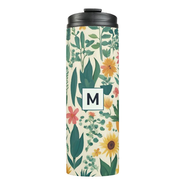 Termo Plantas de Jardín Flores Monogramadas Floral Bonit (Anverso)