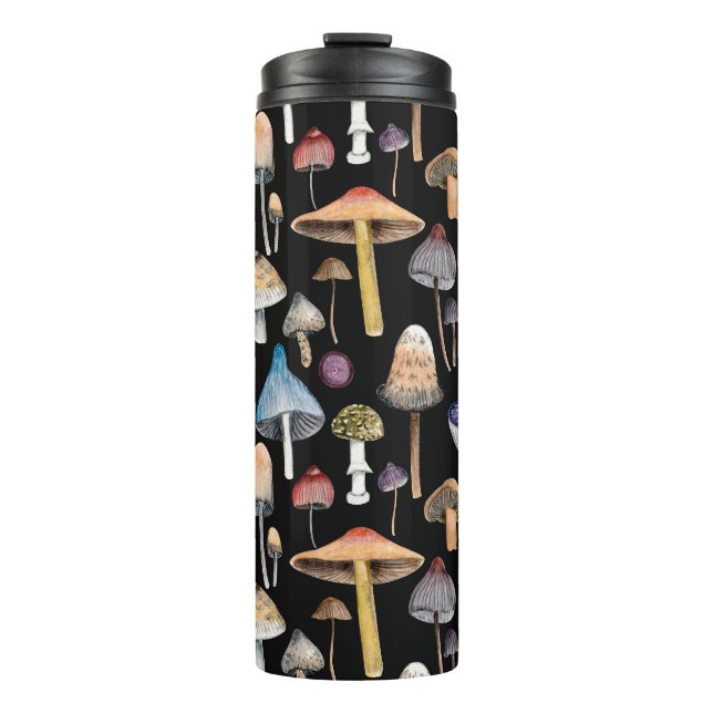 Termo Plantas forestales: setas acuarelas, hojas patas (Anverso)