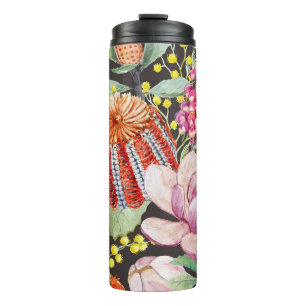 Termo Plantas tropicales australianas, patrón de acuarel