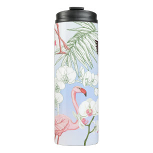 Termo Plantas tropicales y flores. Patrón sin foco, bac