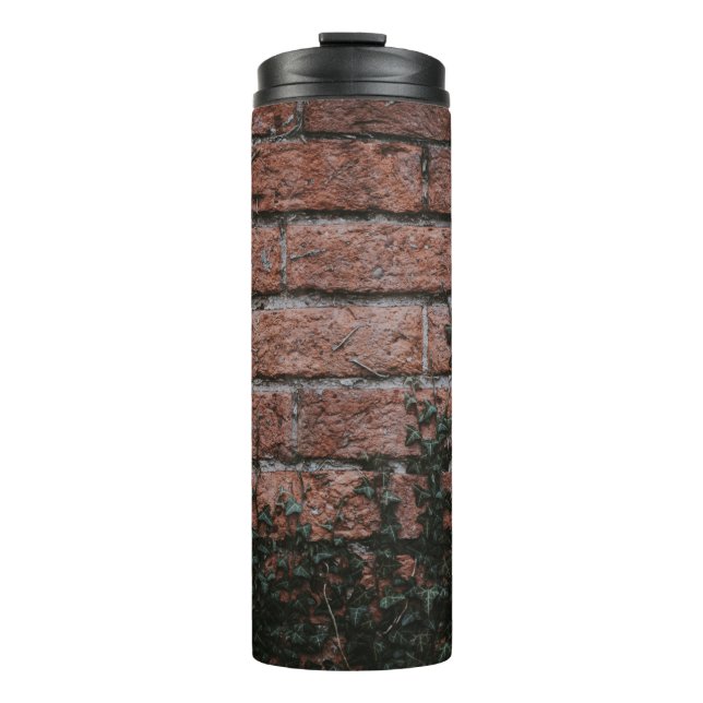 Termo Plantas verdes cerca de la pared de ladrillos (Anverso)