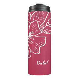 Termo Plantilla de monograma floral magenta y blanco Bot