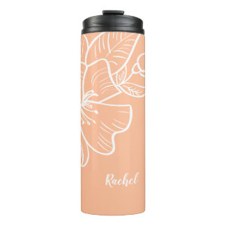 Termo Plantilla de nombre personalizado con flores de me