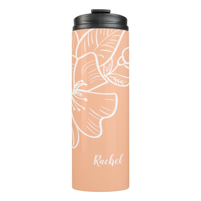 Termo Plantilla de nombre personalizado con flores de me (Anverso)
