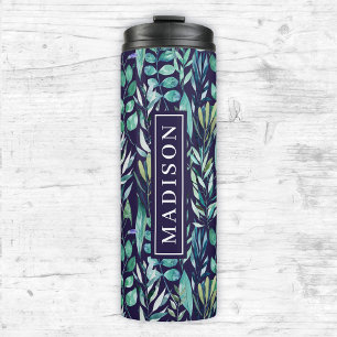 Termo Plantilla de nombre personalizado de hojas tropica