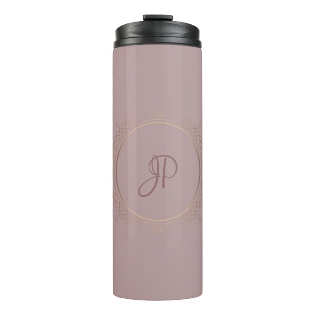 Termo Plantilla de Personalizado Rosa Gold Elegant Monog (Anverso)