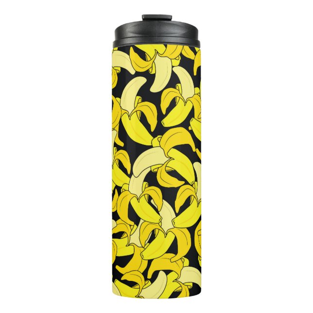 Termo Plátanos Amarillos Vintage: fondo negro (Anverso)