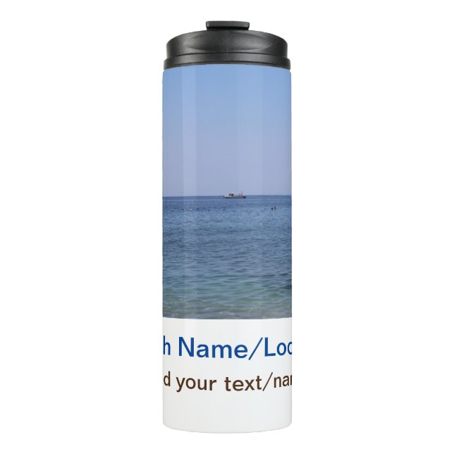 Termo playa de agua océano playa añadir nombre de sitio  (Anverso)