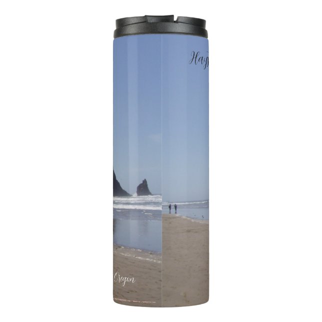 Termo Playa de cañón Haystack Rock Oregon Coffee Mug (Reverso)