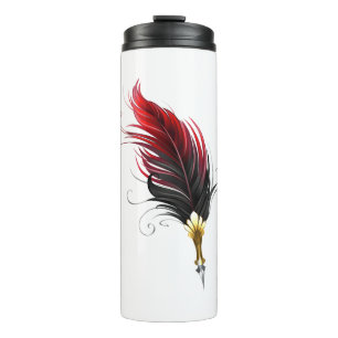 Termo Pluma de plumas rojas con nido de oro