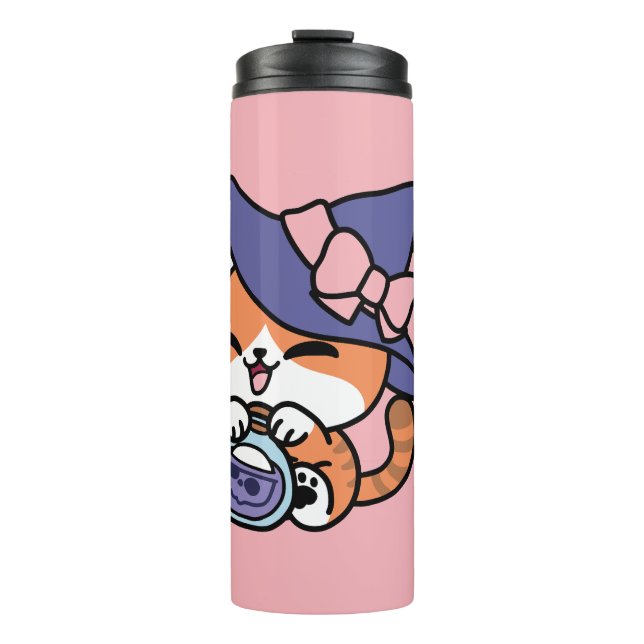 Termo Poción de Bruja Atigrada – Diseño de Gato de Hallo (Anverso)