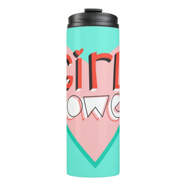 Termo Poder chica. Diseño lindo con eslogan gráfico bril (Anverso)