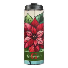 Termo Poinsettia de vidrio templado personalizado