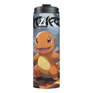 Termo Pokémon Charmander pintado en el volcán