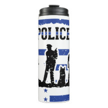 Policías K9, policías azules y blancos