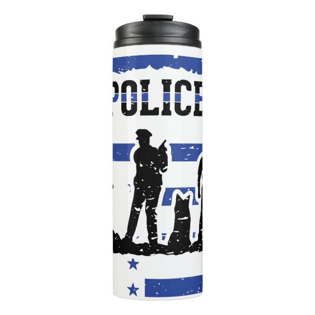 Termo Policías K9, policías azules y blancos (Anverso)