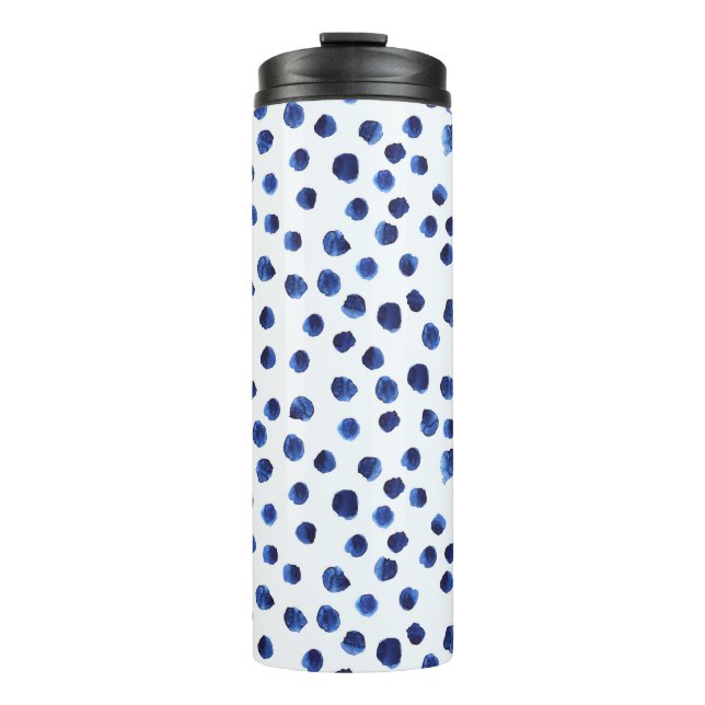 Termo Polka Azul: Punto acuarela sin inconvenientes. (Anverso)