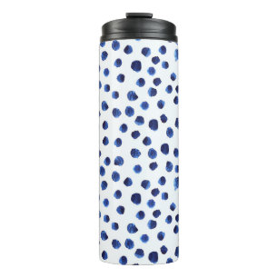 Termo Polka Azul: Punto acuarela sin inconvenientes.