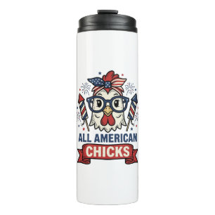 Termo Pollitas Patrióticas Americanas Diseño Vectorial
