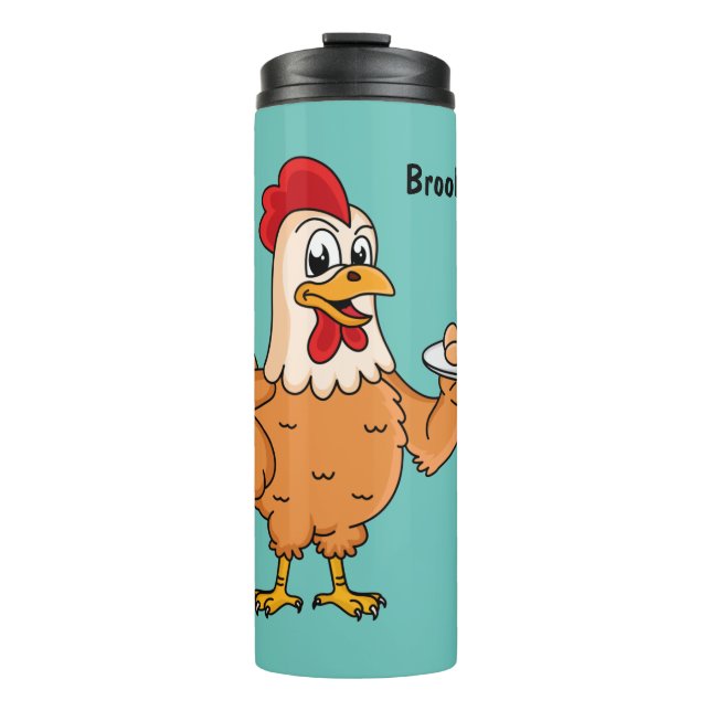 Termo Pollo con huevos en plato de dibujos animados (Anverso)