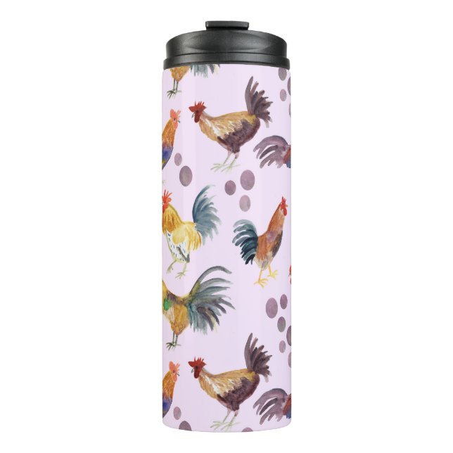 Termo Pollos acuarelas Huevos Barnyard Hens Purple (Anverso)
