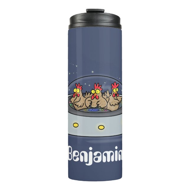 Termo Pollos divertidos en el ilustracion del personaliz (Anverso)