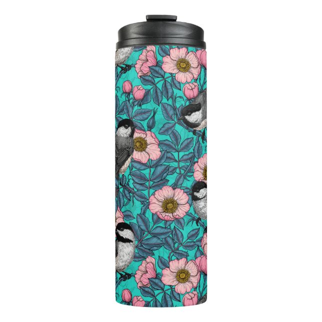 Termo Pollos en rosa silvestre, rosa y azul (Anverso)