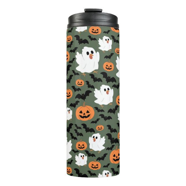 Termo Pollos fantasmas tristes con calabazas y murciélag (Anverso)