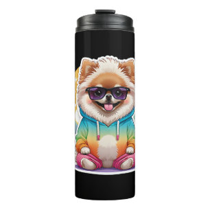 Termo Pomerania genial con sudadera de arcoíris