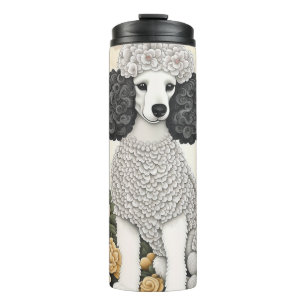 Termo Poodle en flores caprichosas