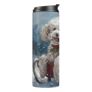 Termo Poodle Perro Navidad Festivo
