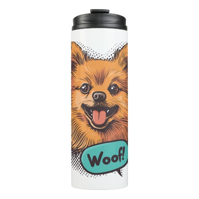 Termo Pop Art Pomeranian - Perro cómico retro (Anverso)