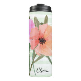 Termo Poppies pintados y Tumbler térmico de rayas