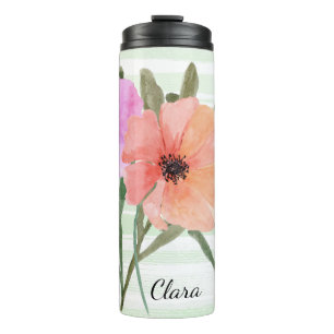 Termo Poppies pintados y Tumbler térmico de rayas