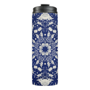 Termo Porcelana china: Floral azul acuarela
