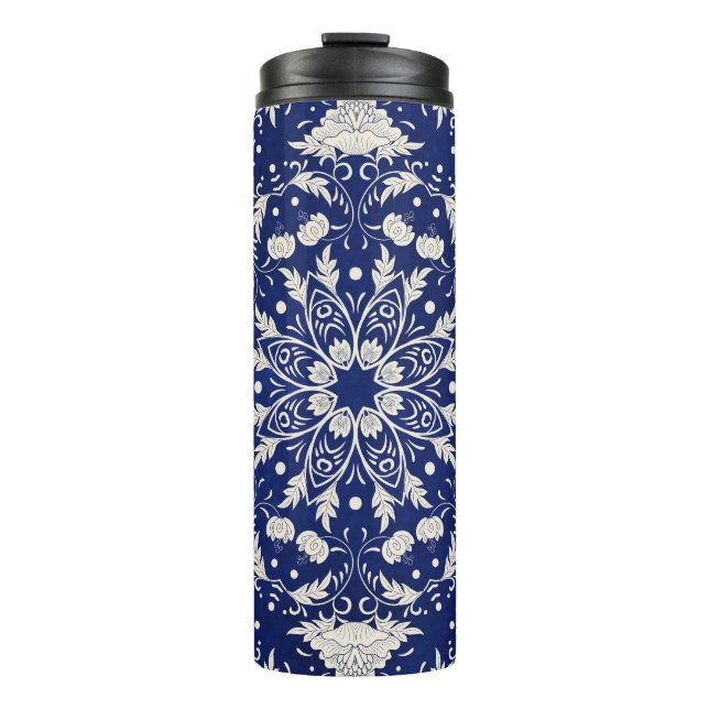 Termo Porcelana china: Floral azul acuarela (Anverso)