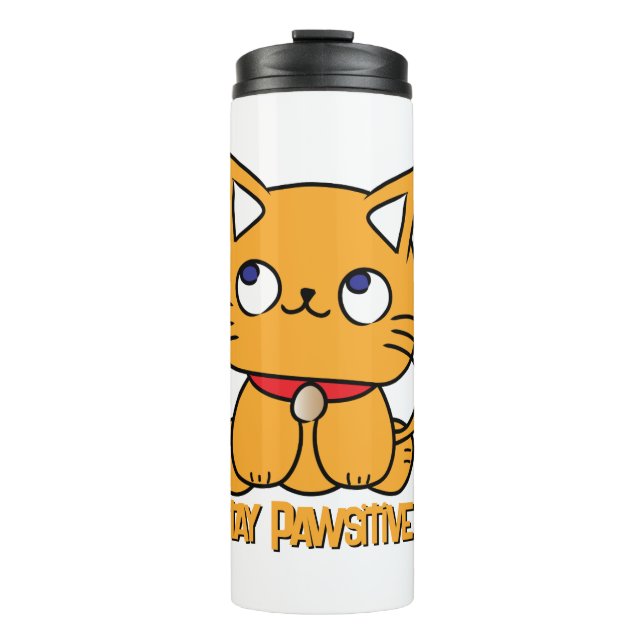 Termo Portátil Stay Pawsitive Funny Cat Personalizado (Anverso)