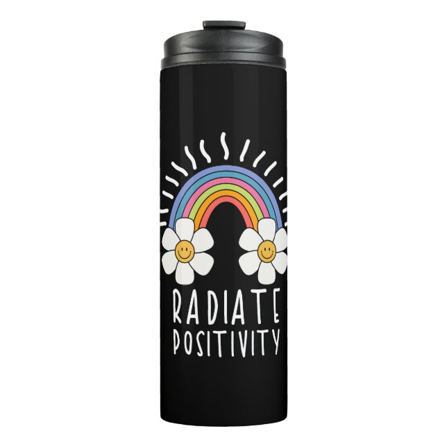 Termo Positividad de radiación | Arcoiris y flores de co (Anverso)