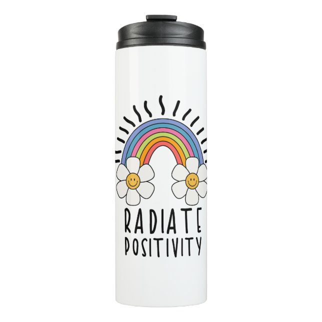 Termo Positividad de radiación | Arcoiris y flores de co (Anverso)