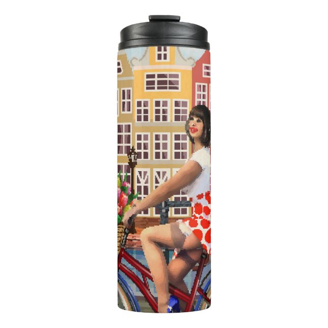 Termo Poster de Amsterdam: Ciclismo Chica Pin-Up. (Anverso)